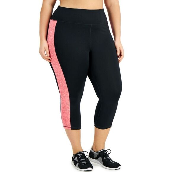 ID Ideology Women S Essentials Colorblocked Cropped Leggings Black Size 3X - Picture 1 of 2